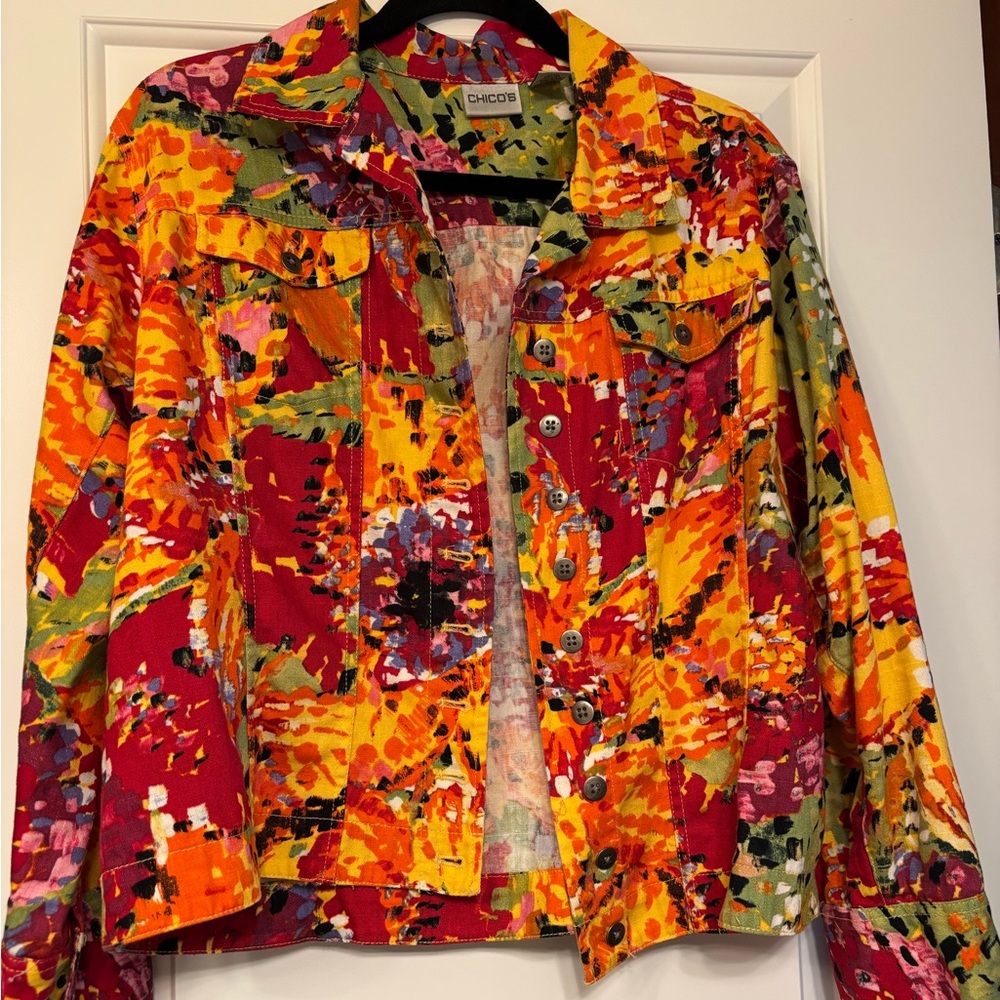 Chico's Colorful Abstract Print Top